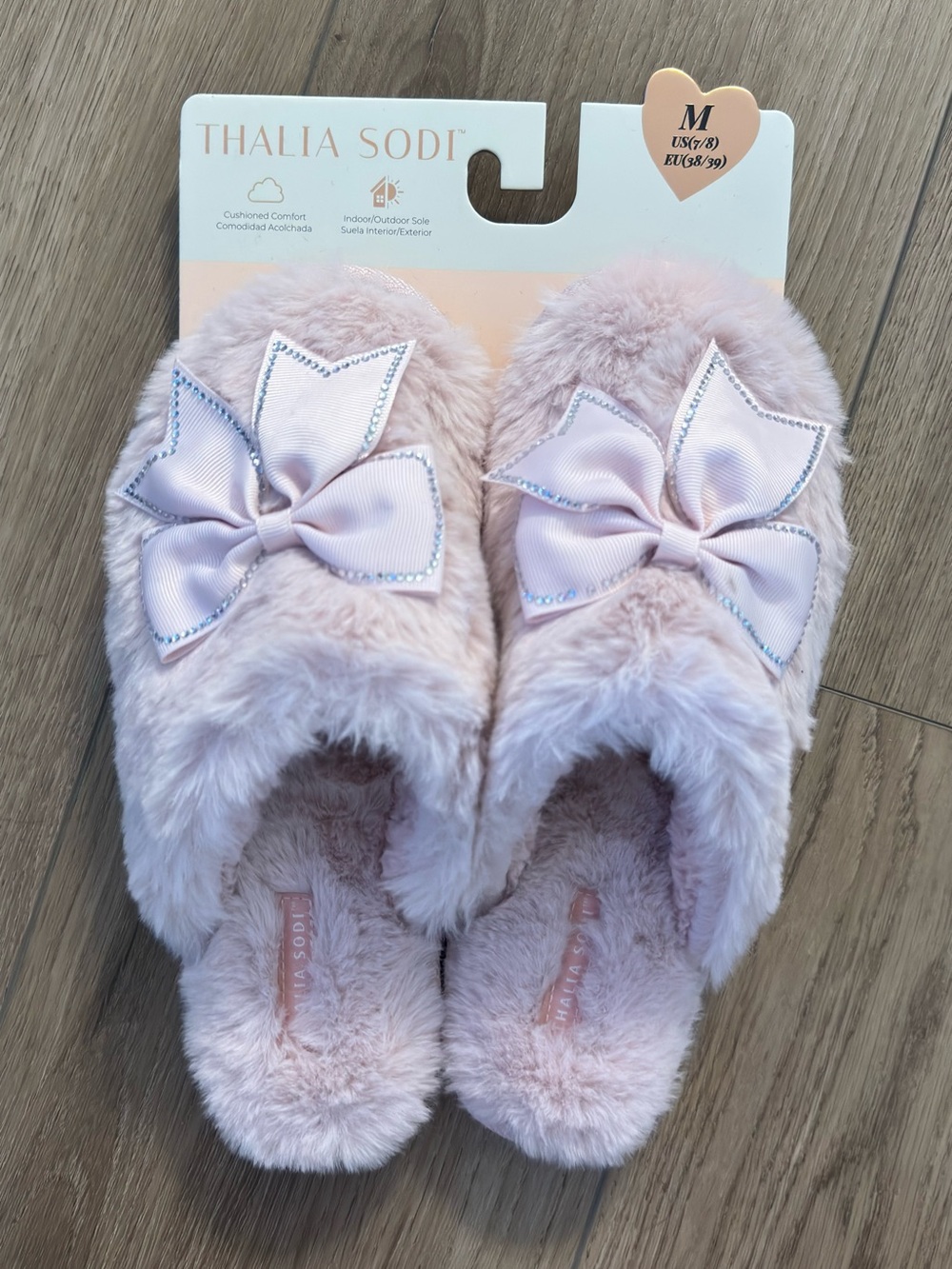 Thalia Sodi Pink Faux Fur Bow Slippers – NWT 🎀